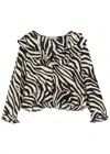 Rixo London Rixo Atlas Zebra Printed Ruffled Blouse In Black And White