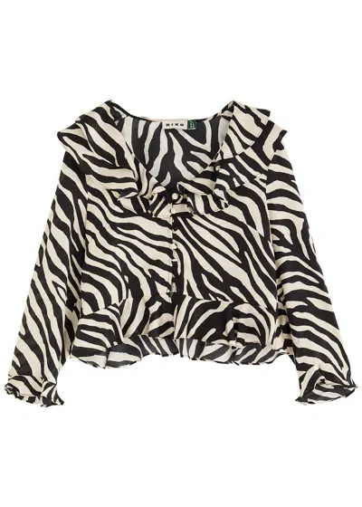 Rixo London Rixo Atlas Zebra Printed Ruffled Blouse In Multi