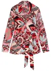 Rixo London Rixo Aurelio Printed Belted Crepe Shirt In Multicoloured