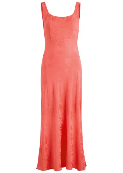 Rixo London Rixo Benedict Floral-jacquard Midi Dress In Red