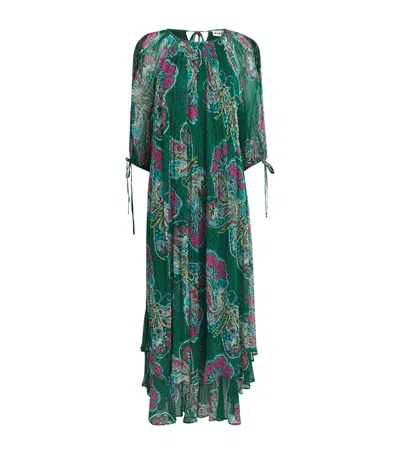 Rixo London Hayden Butterfly-print Midi Dress In Green