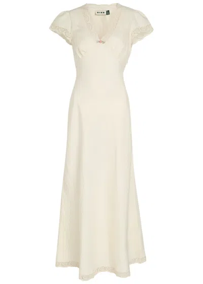 Rixo London Rixo Clarice Lace-embellished Linen-blend Maxi Dress In White