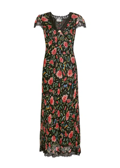 Rixo London Rixo Clarice Lace-trim Georgette Midi Dress In Black