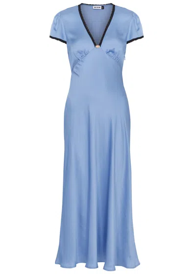 Rixo London Rixo Clarice Satin Night Dress In Blue