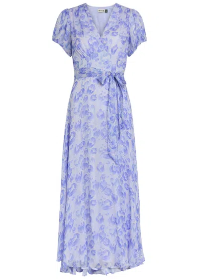 Rixo London Rixo Corrine Floral-print Chiffon Maxi Dress In Blue
