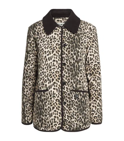 Rixo London Rixo Cotton Leopard Earla Quilted Jacket In Black