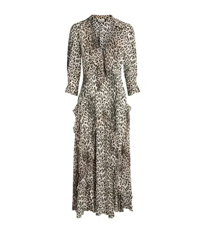 Rixo London Rixo Crepe Leopard Rosanna Midi Dress In Animal Print