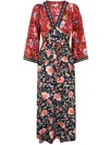 Rixo London Dahlia Silk Midi Dress In Red