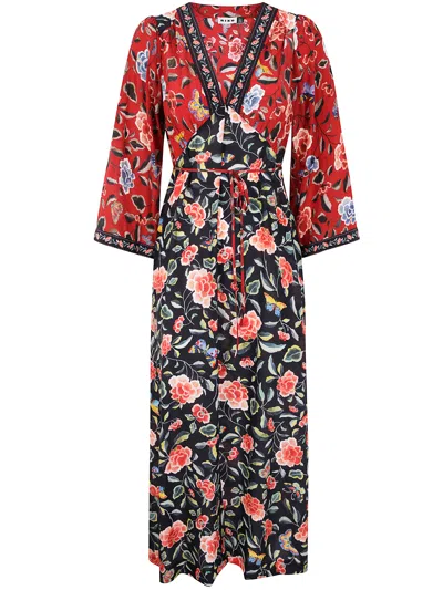 Rixo London Dahlia Silk Midi Dress In Black