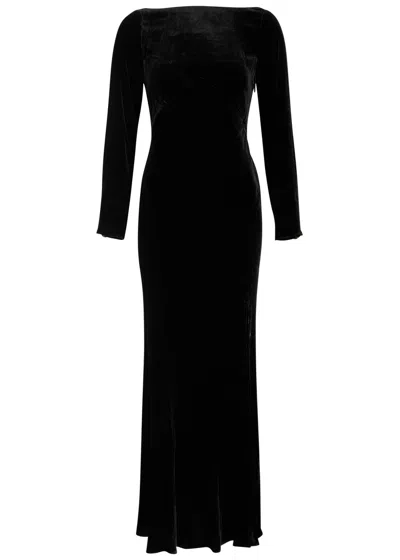 Rixo London Rixo Devina Open-back Velvet Maxi Dress In Black
