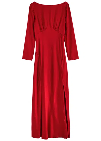 Rixo London Rixo Devina Satin Maxi Dress In Red