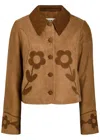 Rixo London Rixo Dionne Floral Cropped Suede Jacket In Brown