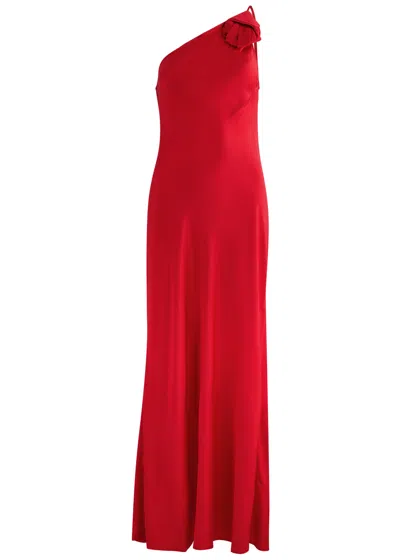 Rixo London Rixo Doutzen One-shoulder Satin Maxi Dress In Red
