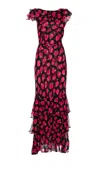 Rixo London Knee Length Vintage Rose Dress With Floral Print In Pink