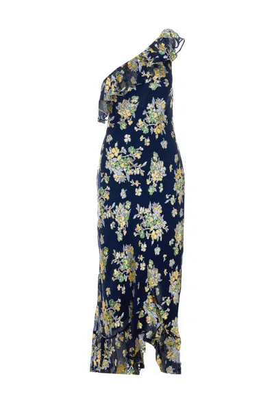 Rixo London Leon Ruffled One-shoulder Floral-print Midi Dress In Multi