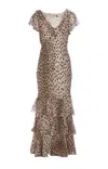 Rixo London Rixo Amelle Leopard Pattern Maxi Dress In Multicolour