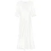 Rixo London Womens Ivory Annabella Lace-trim Puff-sleeve Satin Maxi Dress In White