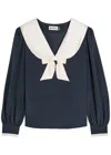 Rixo London Rixo Eimer Sailor-collar Silk-crepe Blouse In Blue