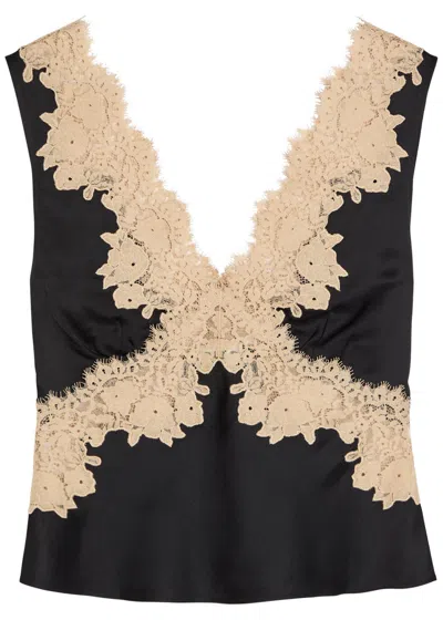 Rixo London Rixo Emmie Lace-trim Satin Top In Black