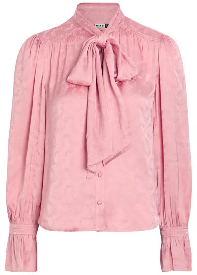 Rixo London Rixo Evanora Floral-jacquard Satin Blouse In Pink