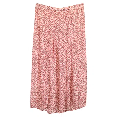 Rixo London Rixo Georgia Pleated Printed Crepe Midi Skirt In Red Modal In Pink