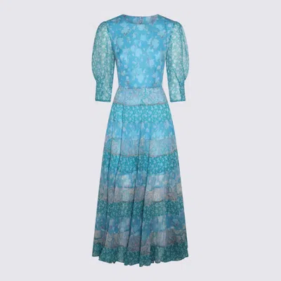 Rixo London Rixo Havana Floral Blue Mix Viscose Agyness Dress