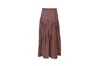 RIXO LONDON HOUNDSTOOTH PLEATED MAXI SKIRT IN RED PRINT SILK