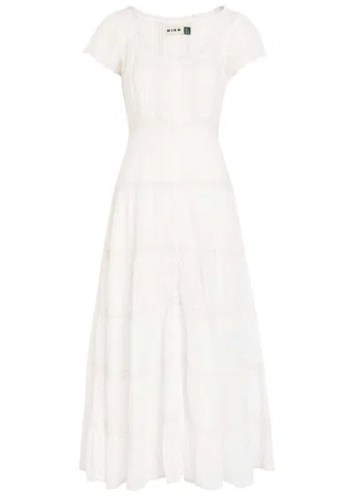 Rixo London Rixo Jaclyn Broderie Anglaise Cotton Midi Dress In White