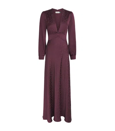 Rixo London Rixo Jacquard Emory Maxi Dress In Burgundy