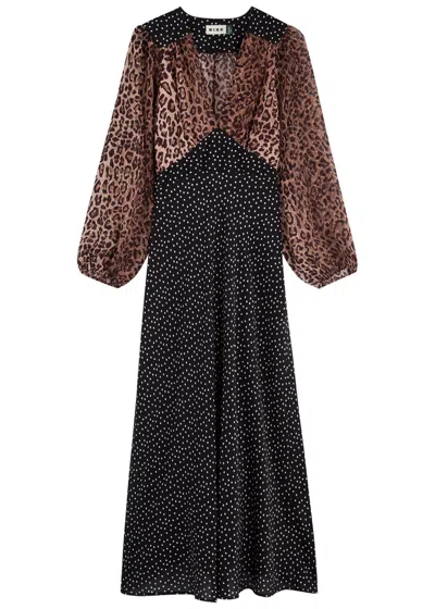 Rixo London Rixo Kaila Printed Silk Midi Dress In Leopard