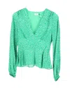 Rixo London Rixo Bishop Sleeve Floral Print Top In Green Viscose In Green