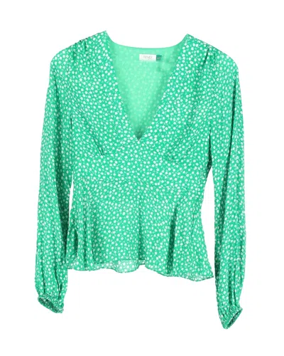 RIXO LONDON RIXO KIKKI RETRO MICRO FLORAL TOP IN GREEN VISCOSE