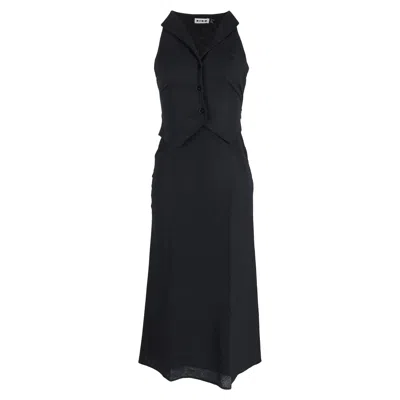 Rixo London Rixo Kimmy Terno Accent Midi Dress In Black Viscose