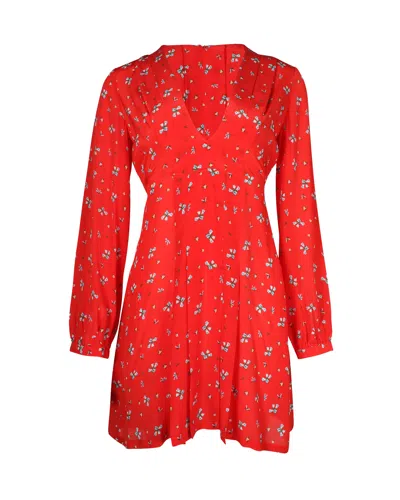 Rixo London Rixo Long Sleeve Mini Dress In Red Silk