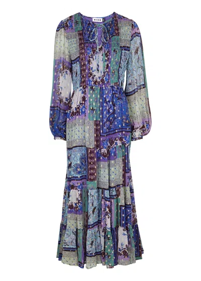 Rixo London Rixo Lori Printed Chiffon Maxi Dress In Purple