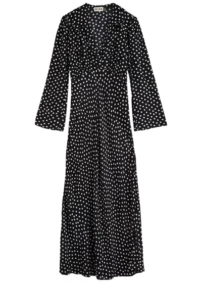 Rixo London Rixo Lynne Polka Dot Woven Midi Dress In Black