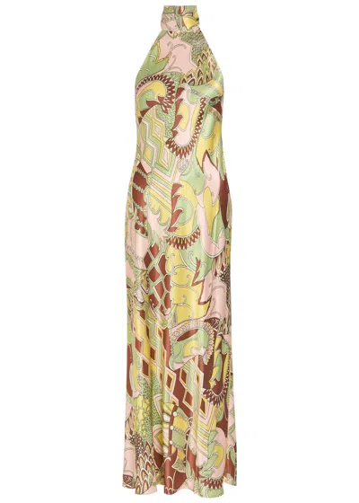 Rixo London Rixo Maura Printed Satin Midi Dress In Multi