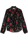 Rixo London Rixo Moss Floral-print Silk-chiffon Blouse In Black