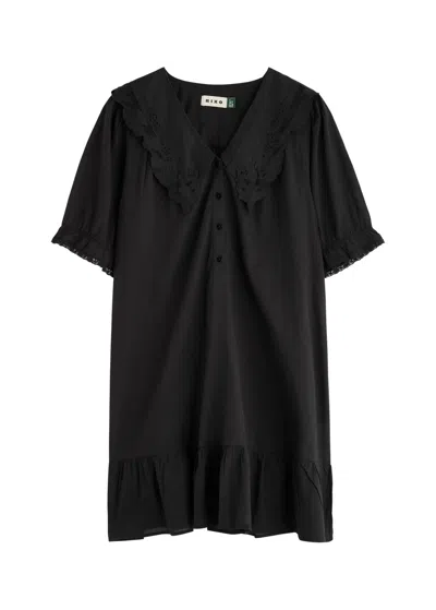 Rixo London Rixo Nanette Broderie-anglaise Cotton Nightdress In Black
