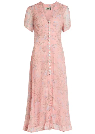 Rixo London Rixo Novara Floral-print Chiffon Midi Dress In Pink