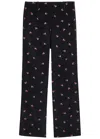 Rixo London Rixo Olwen Floral-embroidered Fine Cord Trousers In Black