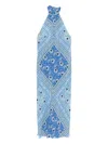 Rixo London Rixo Maura Patterned Halter-neck Chiffon Midi Dress In Blue