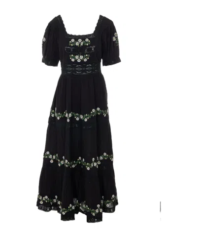 Rixo London Rixo Philippa Short-sleeved Midi Dress In Black