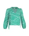 Rixo London Rixo Polka Dot Blouse In Green Silk In Green