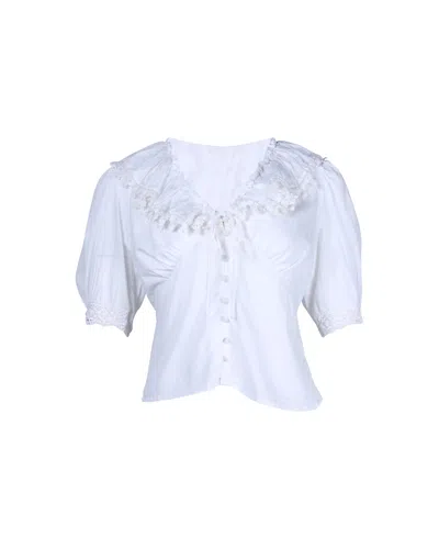 Rixo London Rixo Rihanna Lace-trimmed Blouse In White Cotton