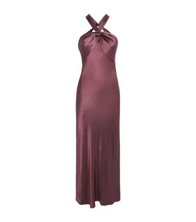 Rixo London Rixo Satin Losanna Maxi Dress In Brown