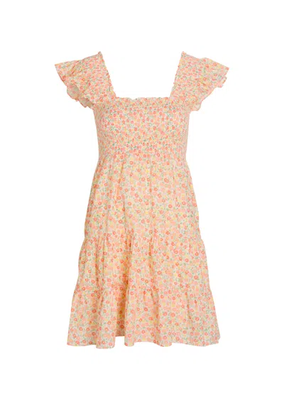 Rixo London Rixo Sidney Floral-print Cotton Mini Dress In Neutral