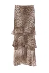 Rixo London Tiered Leopard Print Skirt Ruffle In Animal Print