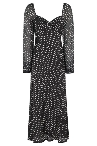 Rixo London Womens London Spot Black Ivy Polka-dot Pattern Crepe Midi Dress