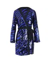 Rixo London Rixo Striped Wrap Dress In Blue And Black Sequin In Multi
